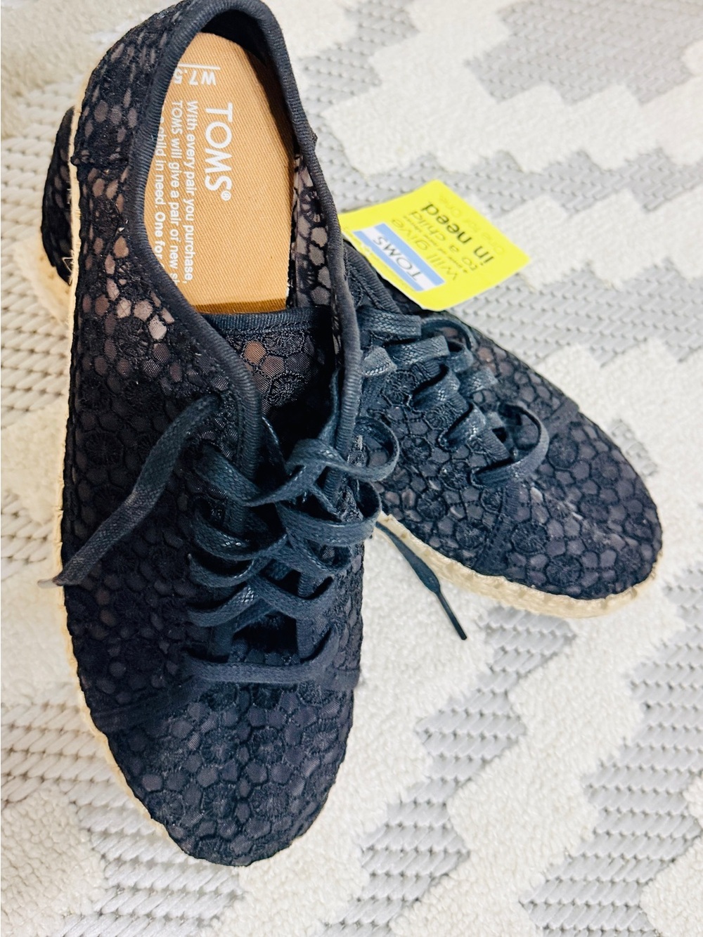 Toms Black Lace Espadrille Sneakers